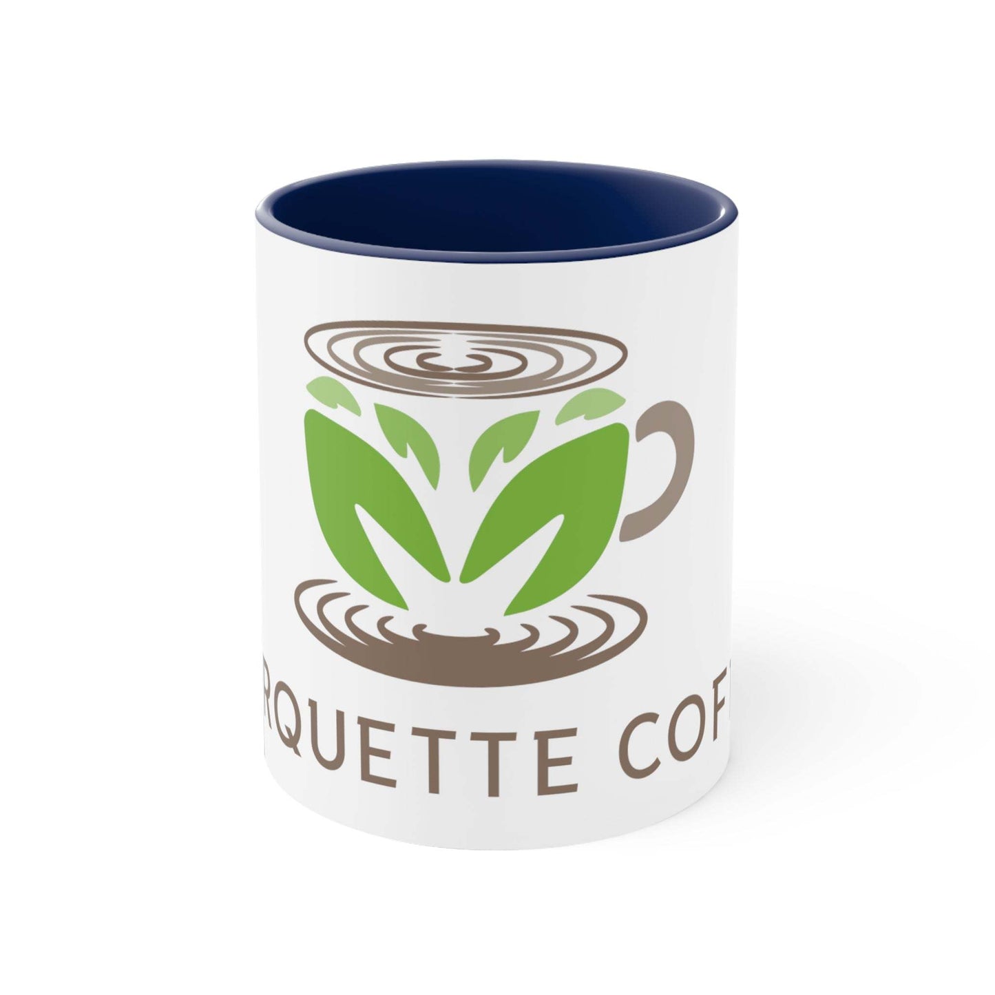11oz  Navy Accented Marquette Coffee Logo Gift Mug